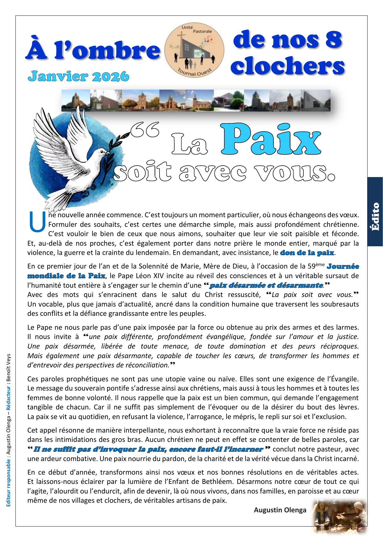Couverture de la feuille paroissiale de janvier 2026