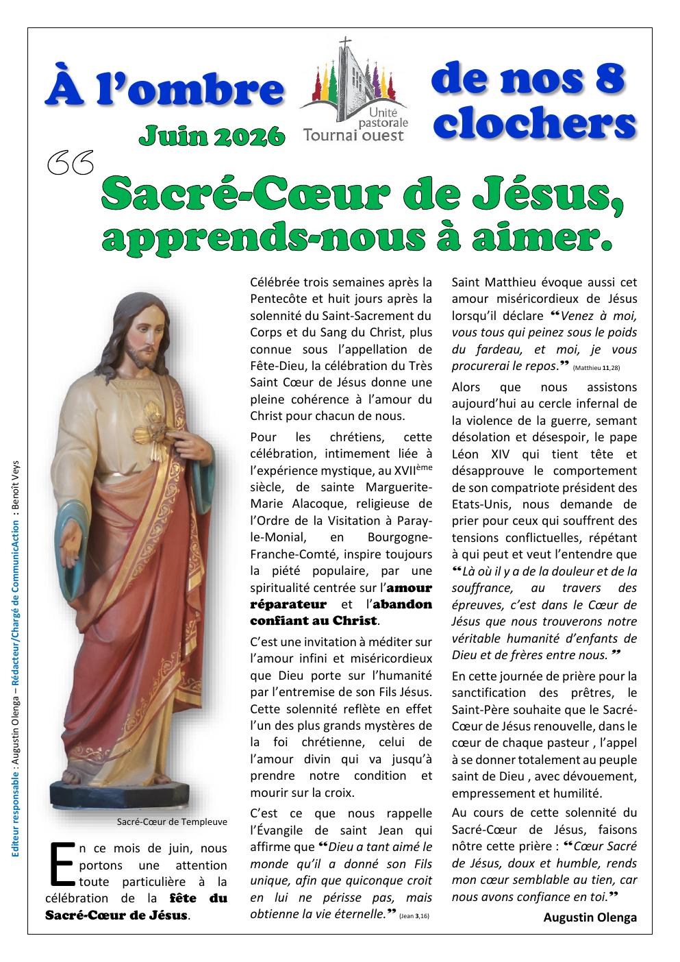 Couverture de la feuille paroissiale de juin 2026