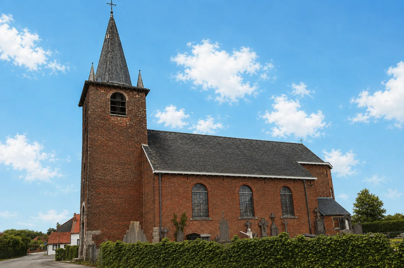 Façade de l'église saint-amand à Hertain
